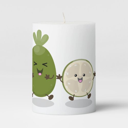 Cute pineapple guava feijoa cartoon illustration pillar candle