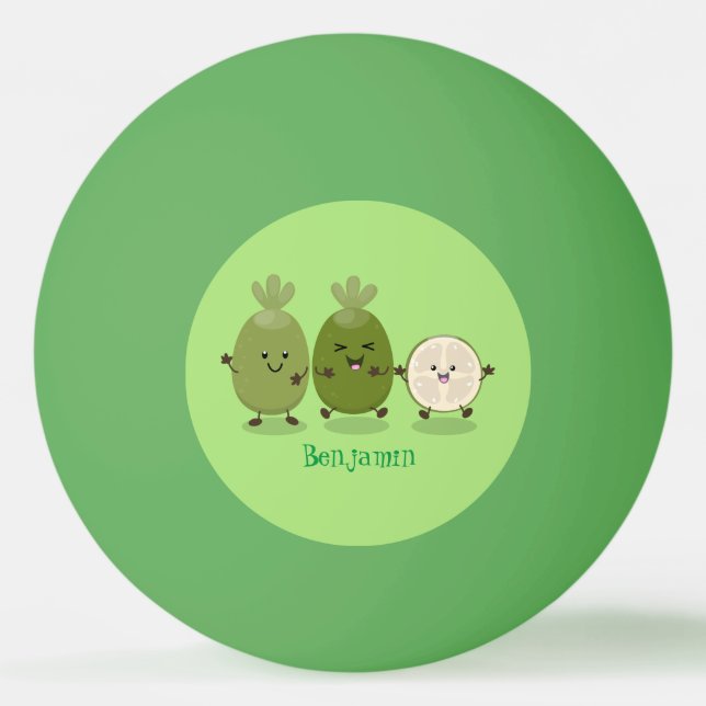 Cute pineapple guava feijoa cartoon illustration ping pong ball (Front)
