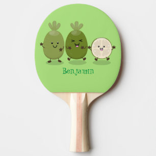 Cute pineapple guava feijoa cartoon illustration ping pong paddle