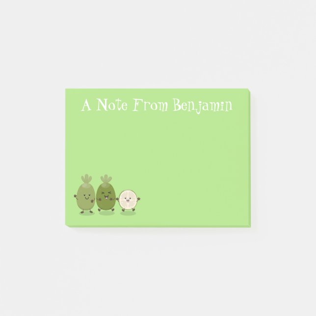 Cute pineapple guava feijoa cartoon illustration post-it notes (Front)
