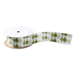 Cute pineapple guava feijoa cartoon illustration satin ribbon