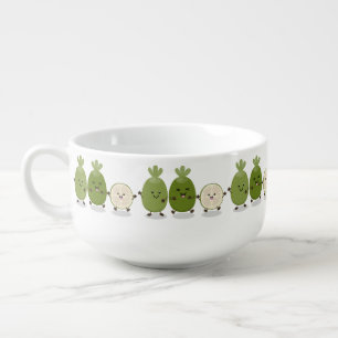 Cute pineapple guava feijoa cartoon illustration soup mug