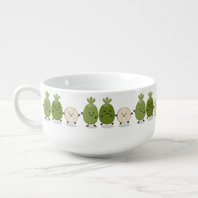 Cute pineapple guava feijoa cartoon illustration soup mug (Right)