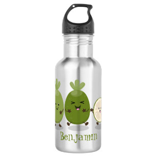 Cute pineapple guava feijoa cartoon illustration stainless steel water bottle