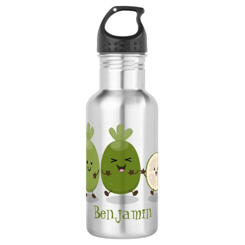 Cute pineapple guava feijoa cartoon illustration stainless steel water bottle