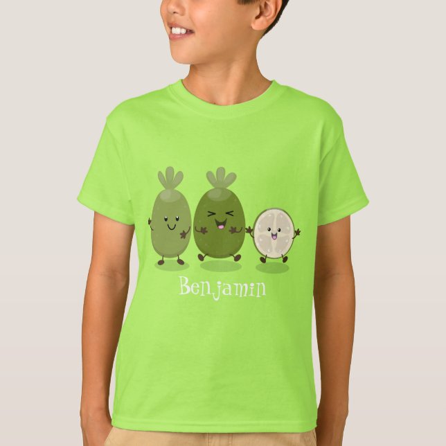 Cute pineapple guava feijoa cartoon illustration T-Shirt (Front)