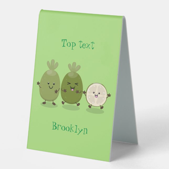 Cute pineapple guava feijoa cartoon illustration table tent (Front)