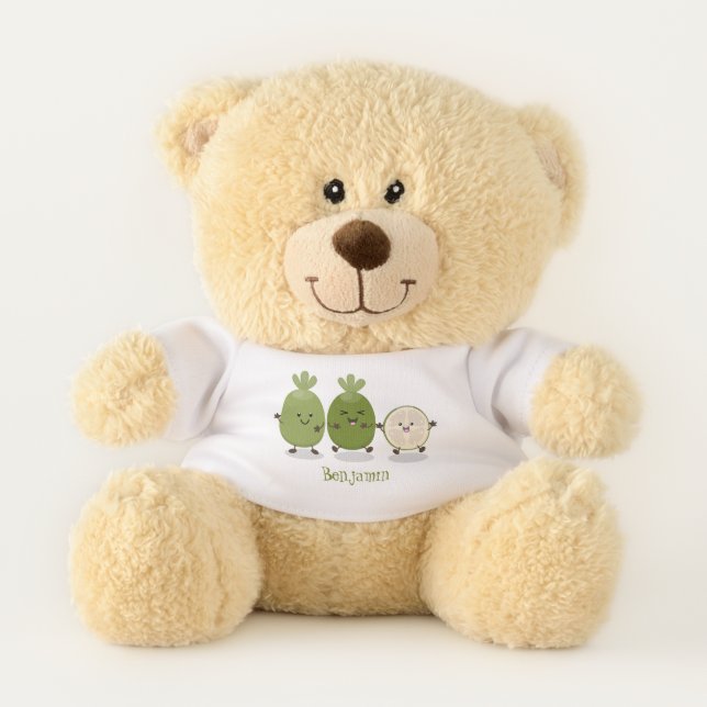 Cute pineapple guava feijoa cartoon illustration teddy bear (Front)