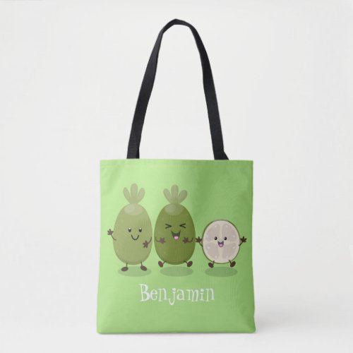 Cute pineapple guava feijoa cartoon illustration tote bag