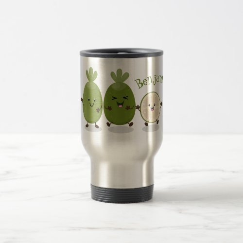 Cute pineapple guava feijoa cartoon illustration travel mug