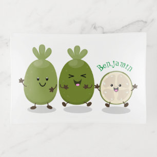 Cute pineapple guava feijoa cartoon illustration trinket tray
