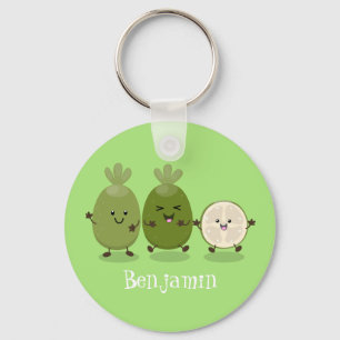 Cute pineapple guava feijoa cartoon personalized keychain