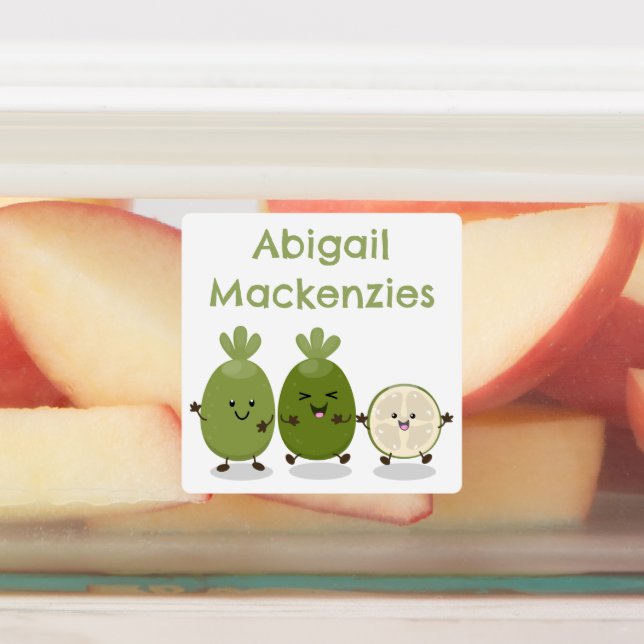 Cute pineapple guava feijoa cartoon personalized labels (Affixed)