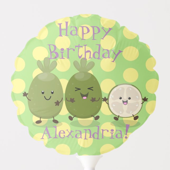 Cute pineapple guava feijoa funny cartoon balloon (Front)