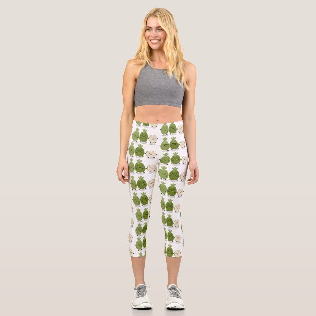 Cute pineapple guava feijoa funny cartoon capri leggings (Front)
