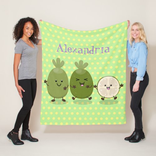 Cute pineapple guava feijoa funny cartoon fleece blanket