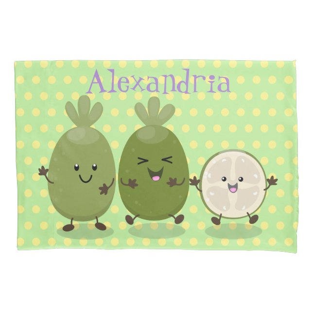 Cute pineapple guava feijoa funny cartoon pillow case (Front)