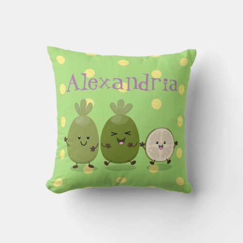 Cute pineapple guava  feijoa funny cartoon throw pillow