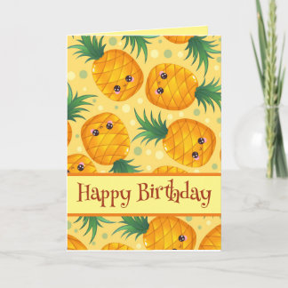 Cute Pineapple Happy Birthday Card