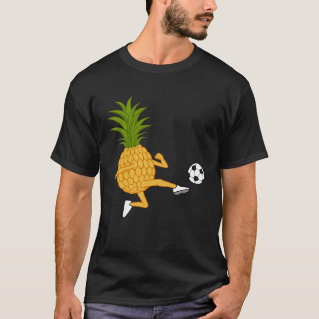 Cute Pineapple Kicking Ironic Summer Fruits T-Shirt (Front)