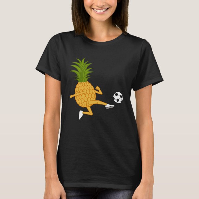 Cute Pineapple Kicking Ironic Summer Fruits T-Shirt (Front)