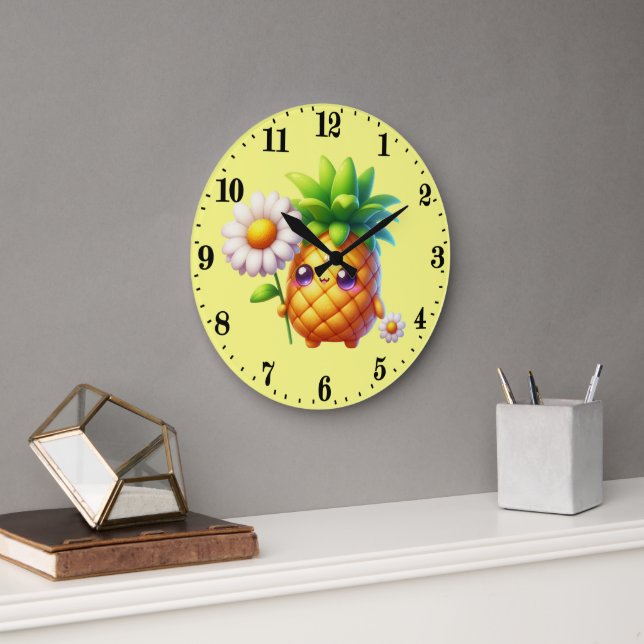 Cute pineapple lovers kitchen  large clock (Office)