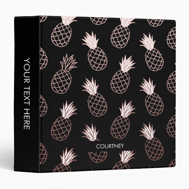 Cute Pineapple Pattern 3 Ring Binder (Front/Spine)