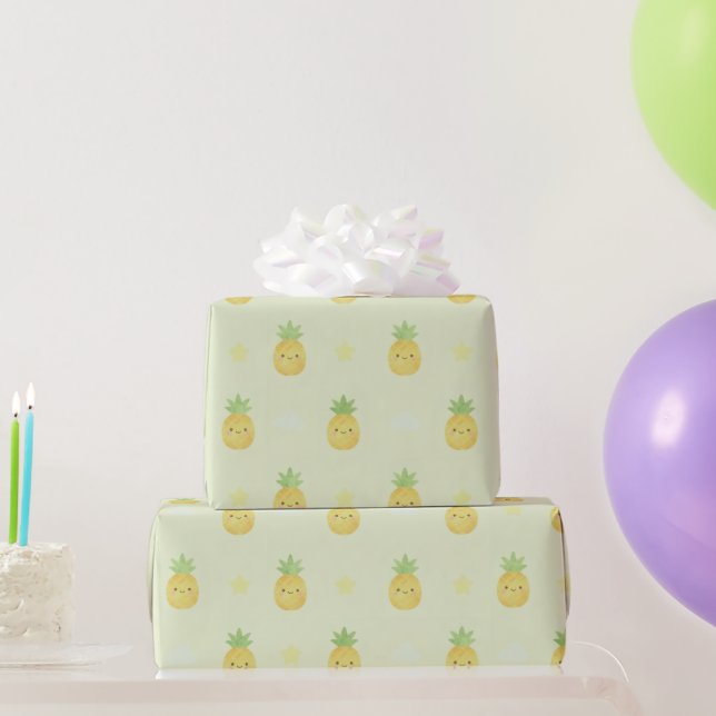 Cute Pineapple Pattern Baby Birthday  Wrapping Paper (Party Gifts)