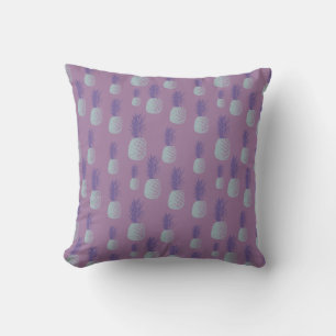 Cute Pineapple Pattern in Bright Blue and Purple Throw Pillow