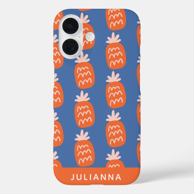 Cute Pineapple Pattern in Orange Blue Personalized Case-Mate iPhone Case (Back)