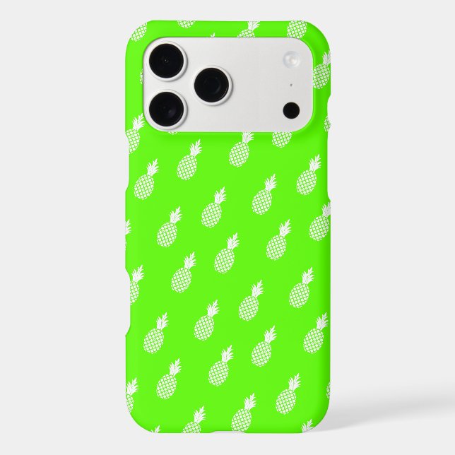 Cute Pineapple Pattern on lime Green fun young Iphone Case (Back)
