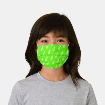 Cute Pineapple Pattern On Lime Green Fun Young Kids' Cloth Face Mask by FUNNSTUFF4U at Zazzle