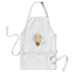 Cute Pineapple Roses Bouquet Pink Yellow Adult Apron