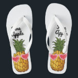 Cute Pineapple Sandals, Pineapple Flip Flops<br><div class="desc">Cute flip flops (sandals) with pineapples wearing pink sunglasses and "Fine Apple" written above. Beach wedding bridesmaids gift! Here are the perfect gifts for all the gals in your beach wedding party. Or just a fun gift for the bridesmaids while getting pedicures before the big day. Add it to their...</div>