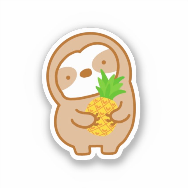 Cute Pineapple Sloth Sticker (Front)
