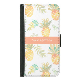 Cute Pineapple Summer Tropical Pattern Name Samsung Galaxy S5 Wallet Case