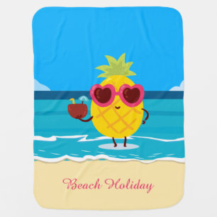 Cute Pineapple Tropical Beach Holiday Summer Vibes Baby Blanket
