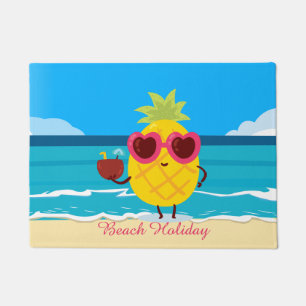 Cute Pineapple Tropical Beach Holiday Summer Vibes Doormat