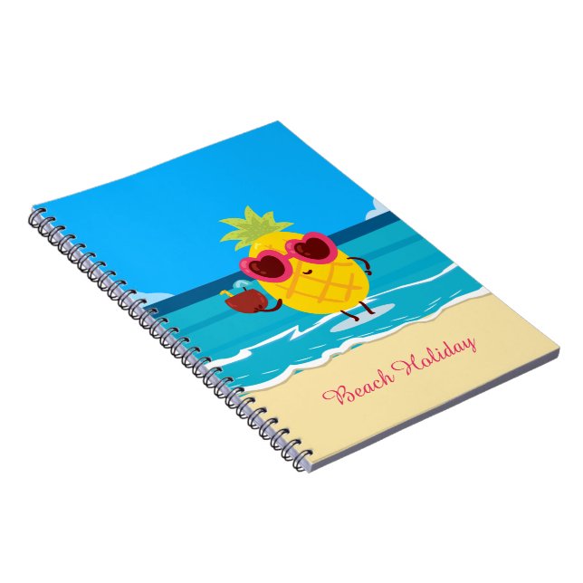 Cute Pineapple Tropical Beach Holiday Summer Vibes Notebook (Right Side)