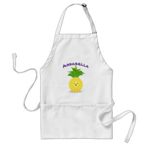 Cute pineapple tropical fruit cartoon illustration adult apron