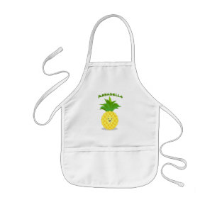 Cute pineapple tropical fruit cartoon illustration kids' apron