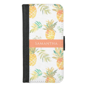 Cute Pineapple Tropical Summer Pattern Name iPhone 8/7 Wallet Case