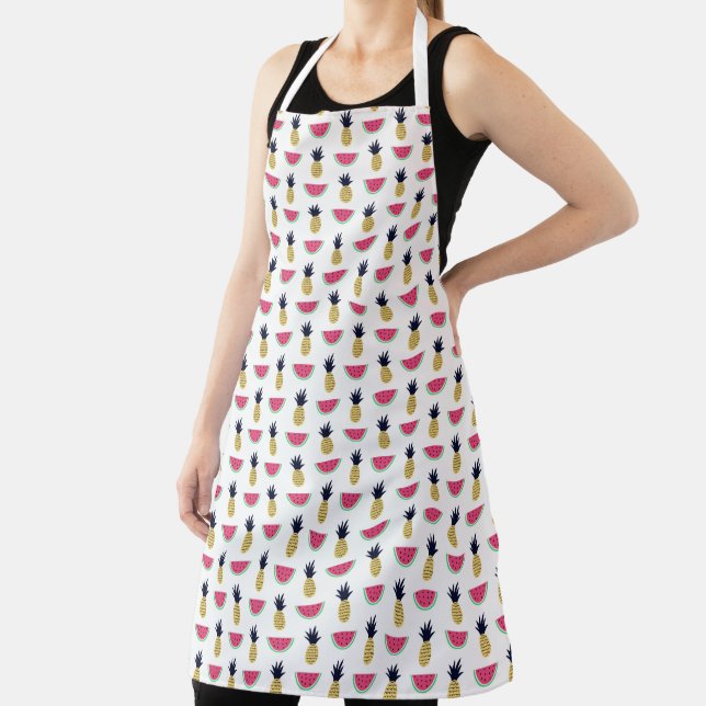Cute Pineapple & Watermelon Doodle Pattern 2 Apron (Insitu)