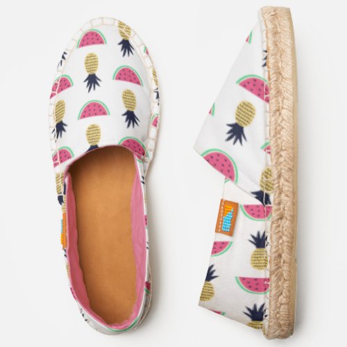 Cute Pineapple  Watermelon Doodle Pattern Espadrilles