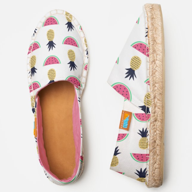 Cute Pineapple & Watermelon Doodle Pattern Espadrilles (Side)