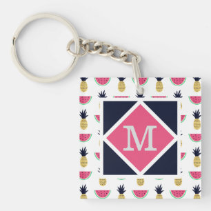Cute Pineapple & Watermelon Doodle Pattern Keychain