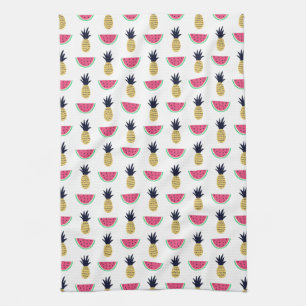 Cute Pineapple & Watermelon Doodle Pattern Kitchen Towel