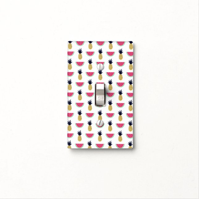Cute Pineapple & Watermelon Doodle Pattern Light Switch Cover (In Situ)