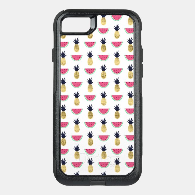 Cute Pineapple & Watermelon Doodle Pattern Otterbox iPhone Case (Back)
