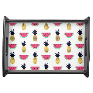 Cute Pineapple & Watermelon Doodle Pattern Serving Tray